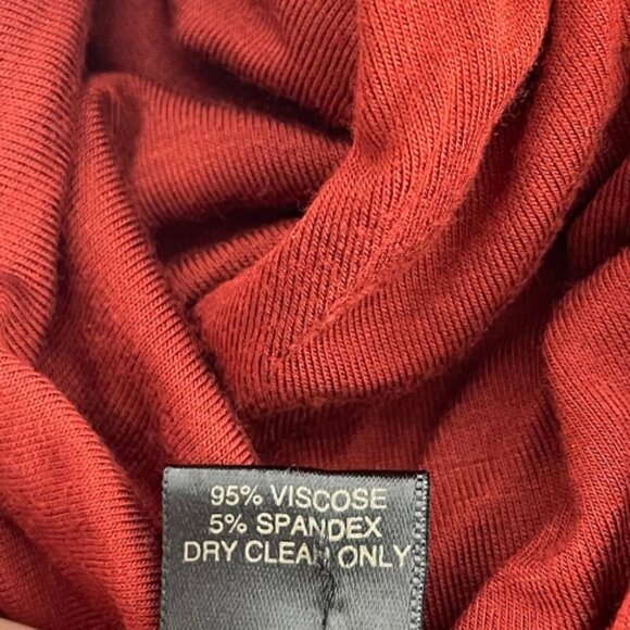 Peruvian Connection Dress Womens XS Draped V Neck Stretch Jersey 3/4 Sleeve Red - Picture 8 of 9